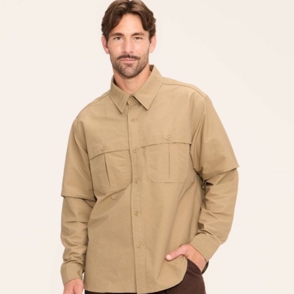 Woolrich Men's Long Sleeve Collared Button-Down Fishing Shirt - Khaki Size  XXL